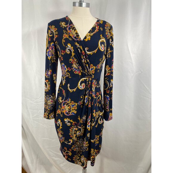 Charter club wrap style paisley print dress Career office classic small - Picture 1 of 6